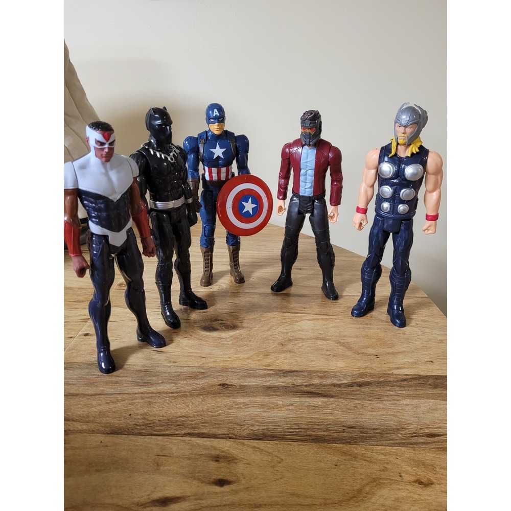 Marvel Avengers 5 Figures - Falcon, Black Panther, Cptn America, Thor, Star Lord